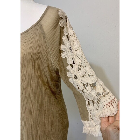 UMGEE Women Size S Crochet Floral Fringe Dress Lined Boho Hippie Festival - Picture 4 of 8